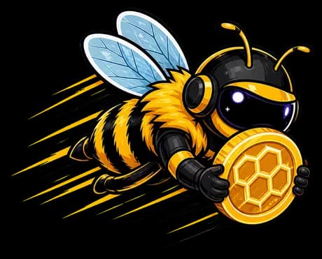 A courier bee flies with a honey coin