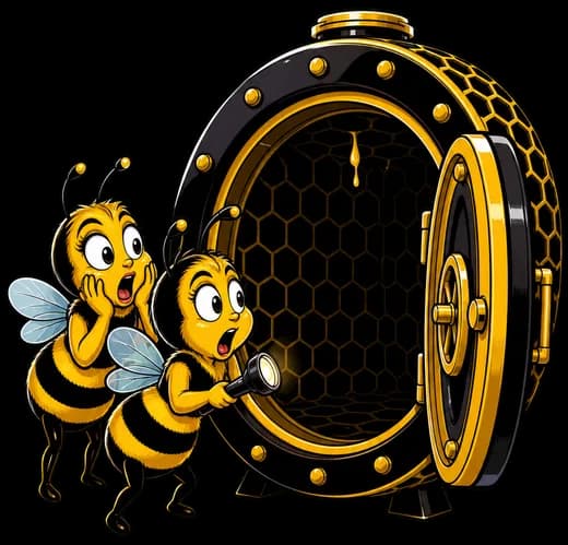 Two bees discover an empty vault